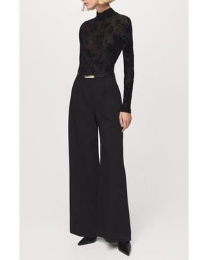 Mango Mixed Media Long Sleeve Jumpsuit - Black