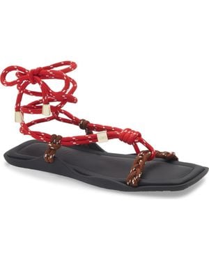 FLOWZE Lace-Up Ropes Water Repellent Slide Sandal - Red