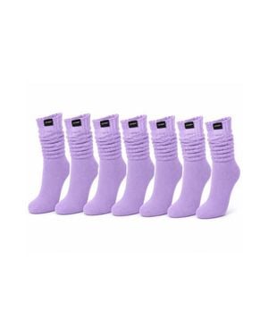 LECHERY 7-Pack Scrunch Slouchy Retro Boot Gym Sports Socks - Purple