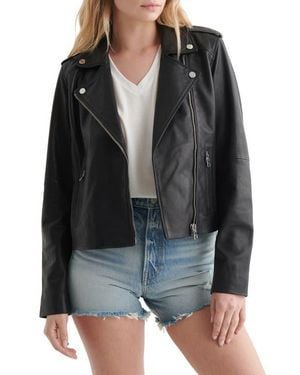 Lucky Brand Leather Moto Jacket - Black