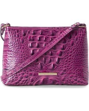 Brahmin Lorelei Croc Embossed Leather Shoulder Bag - Purple