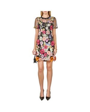 Endless Rose Floral Appliqué Shift Dress - Red