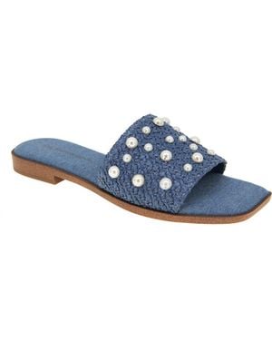 BCBGMAXAZRIA Lonnie Imitation Pearl Slide Sandal - Blue