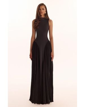Milla Fitted Mock Neck Formal Maxi Dress - Blue