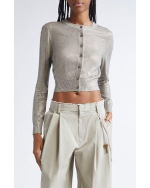 Alexander Wang Crystal Hotfix Crop Cardigan - Gray
