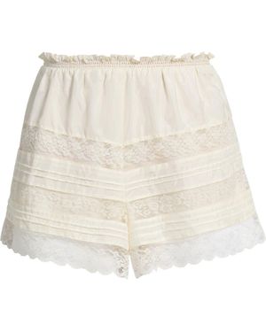LoveShackFancy Emanuela Silk & Lace Shorts - Natural