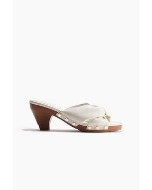 H&M Heeled Clog-Look Sandals - White