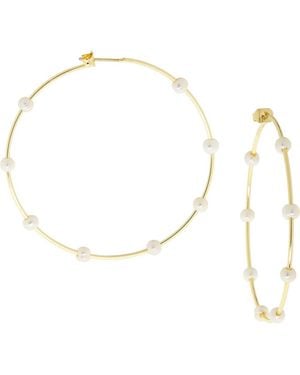Marlyn Schiff Ball Hoop Earrings - White