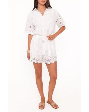 Petal & Pup Jamie Tie Front Cotton Romper - White