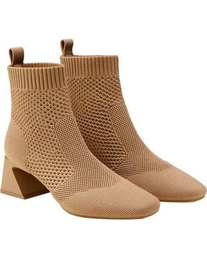 VIVAIA Square-Toe Perforated Heeled Boots - Brown