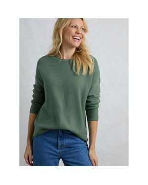 Weird Fish Dalla Knitted Crew Neck Sweater - Green