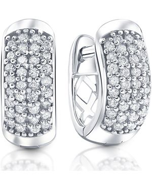 Bliss Diamond Small 1/4Ct Diamond Pave Huggie Hoops Earrings Lab Grown 1/3 - Metallic