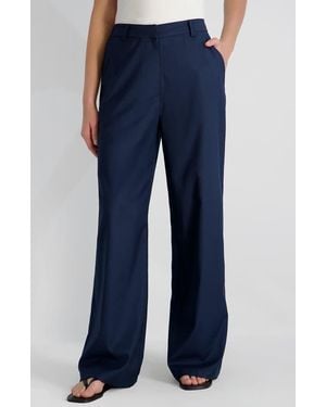 French Connection Wide Leg Twill Pants - Blue