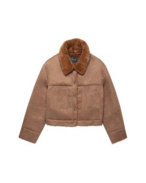 DELUC Mathew Faux Suede & Faux Shearling Jacket - Brown