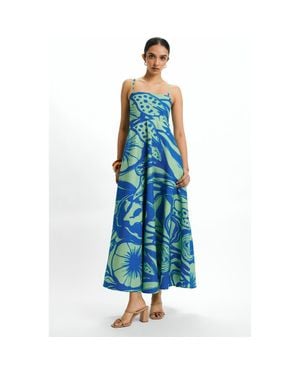 Diarrablu Oria Cotton Midi Dress - Blue