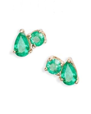 Anzie Cléo Jumelle Stud Earrings - Green