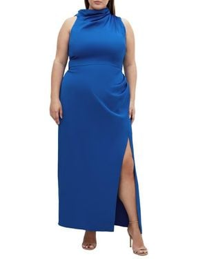 City Chic Modern Love Pleated Sleeveless Maxi Dress - Blue