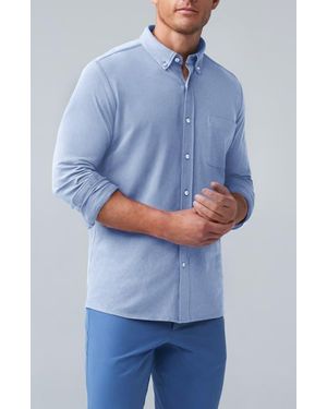 Mack Weldon Cotton Blend Piqué Button-Down Shirt - Blue