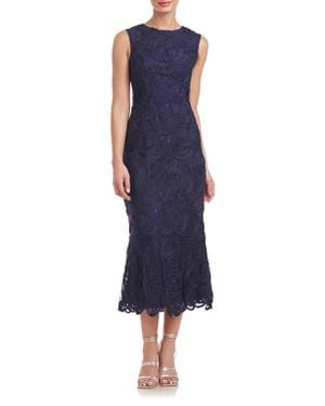 JS Collections Meli Soutache Cocktail Midi Dress - Blue
