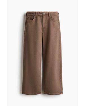 H&M Wide High Waist Ankle Jeans - Brown