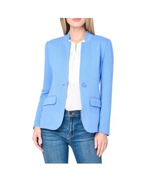 Gibsonlook Inverted Notch Collar Cotton Blend Knit Blazer - Blue