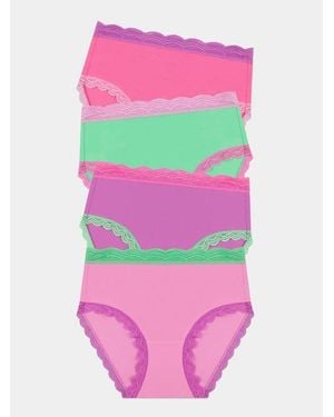 Stripe & Stare High Rise Knicker Four Pack - Pink