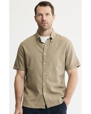 Jachs New York Linen Blend Short Sleeve Shirt - Natural