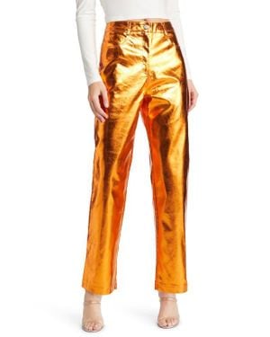 Amy Lynn Shiny Straight Leg Pants - Orange
