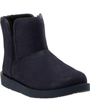 Revitalign Fireside Faux Fur Lined Leather Bootie Slipper - Blue