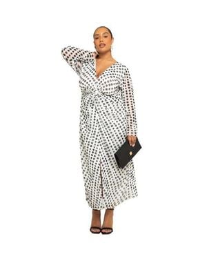 FASHION-SZN CURVE Long Sleeve Floral Print Maxi Dress - White