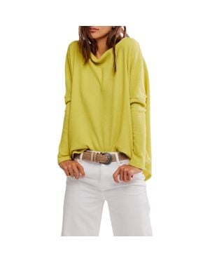 Free People Latte Oversize Thermal Top - Yellow