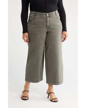 Wit & Wisdom Wyatt Skyrise High Waist Ankle Wide Leg Jeans - Green