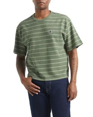 Brixton Boxy Shield Stripe Piqué T-Shirt - Green
