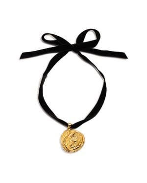 Sterling King Rosette Pendant Necklace - Black