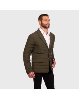 Perry Ellis Tech Stretch Quilted Blazer Jacket - Green