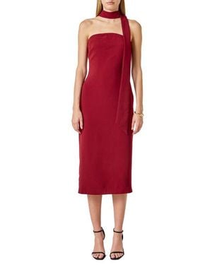 Endless Rose Choker Tie Sleeveless Midi Dress - Red