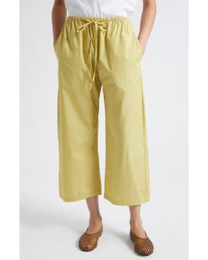Leset Yoshi Stripe Cotton Blend Drawstring Pants - Yellow