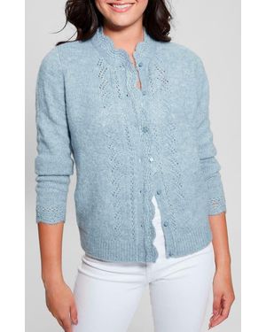 Guess Macie Pointelle Detail Cardigan - Blue