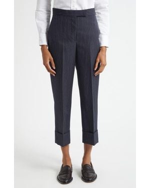 Thom Browne Fit 1 Pinstripe Backstrap Virgin Wool Blend Pants - Blue