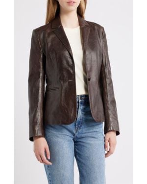 Schott Nyc Fitted Leather Blazer - Black