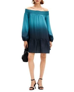 Desigual Isquia Off The Shoulder Cover-Up Dress - Blue