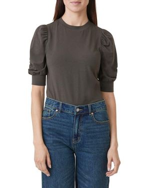 Habitual Gathered Sleeve Knit Top - Black