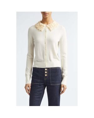Ulla Johnson Anna Embellished Wool Cardigan - White