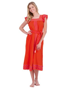 MER ST BARTH Maxi Sandrine Dress - Red