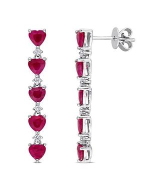Julianna B Diamond Heart Drop Earrings 14K - Red