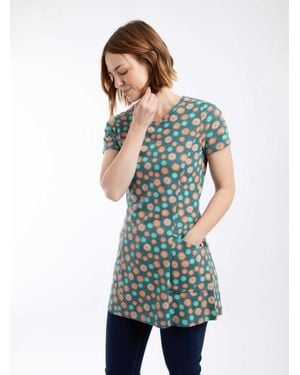 Weird Fish Sidra Printed Jersey Slub Tunic Top - Green