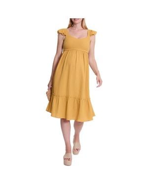 Cache Coeur Melody Organic Cotton Gauze Maternity/Nursing Midi Dress - Multicolor