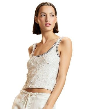 Cynthia Rowley Sequin Scoop Neck Tank - White