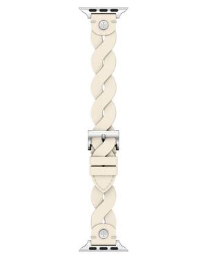 Tory Burch The Miller Braided Leather 20Mm Apple Watch Watchband - Black