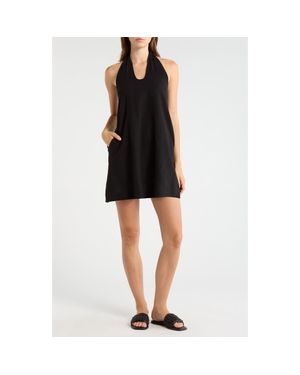 Elan Halter Open Back Cover-Up Dress - Black